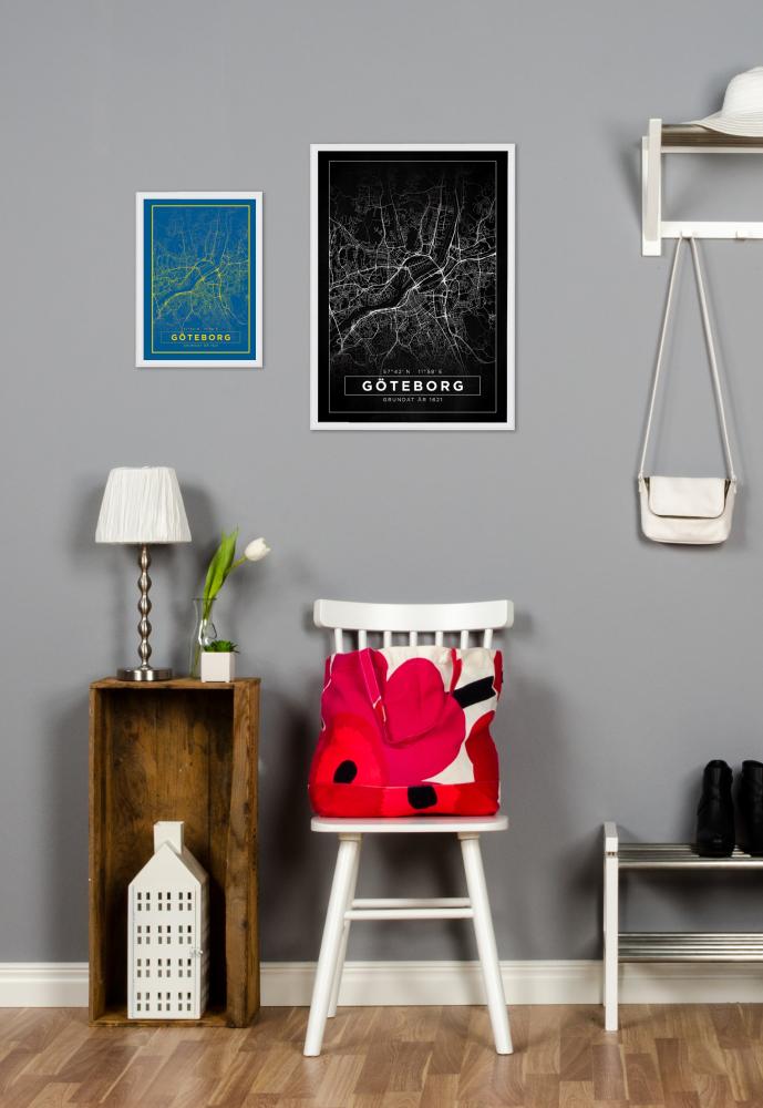 Kort - Göteborg - Sort Plakat