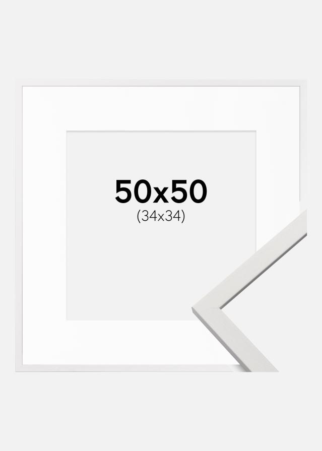 Ramme Edsbyn Hvid 50x50 cm - Passepartout Hvid 35x35 cm