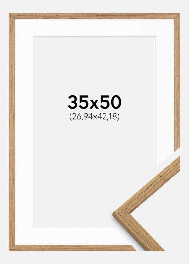 Ramme Edsbyn Teak 35x50 cm - Passepartout Hvid 11x17 inches