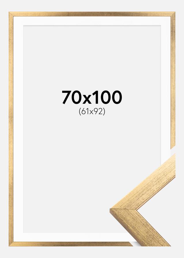 Ramme Stilren Guld 70x100 cm - Passepartout Hvid 62x93 cm