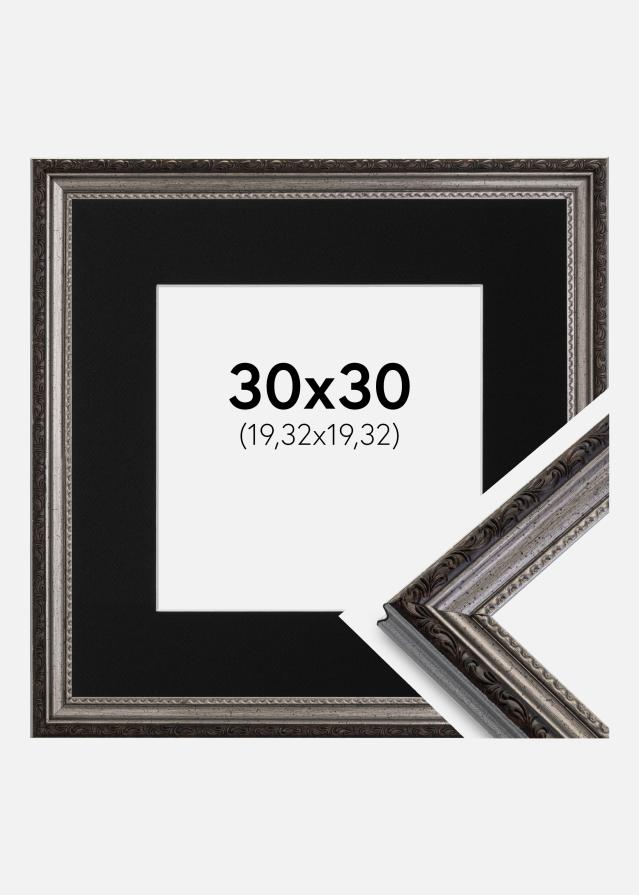 Ramme Abisko Sølv 30x30 cm - Passepartout Sort 8x8 inches