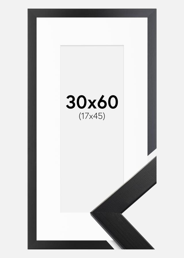 Ramme Trendline Sort 30x60 cm - Passepartout Hvid 18x46 cm