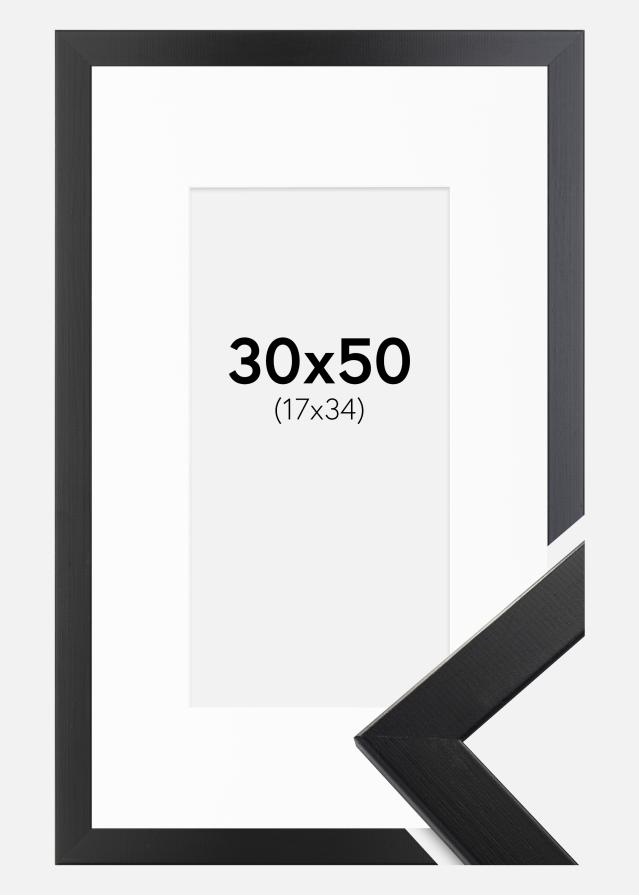 Ramme Trendline Sort 30x50 cm - Passepartout Hvid 18x35 cm