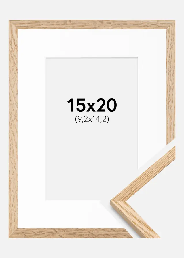 Ramme Tynd Eg 15x20 cm - Passepartout Hvid 4x6 inches