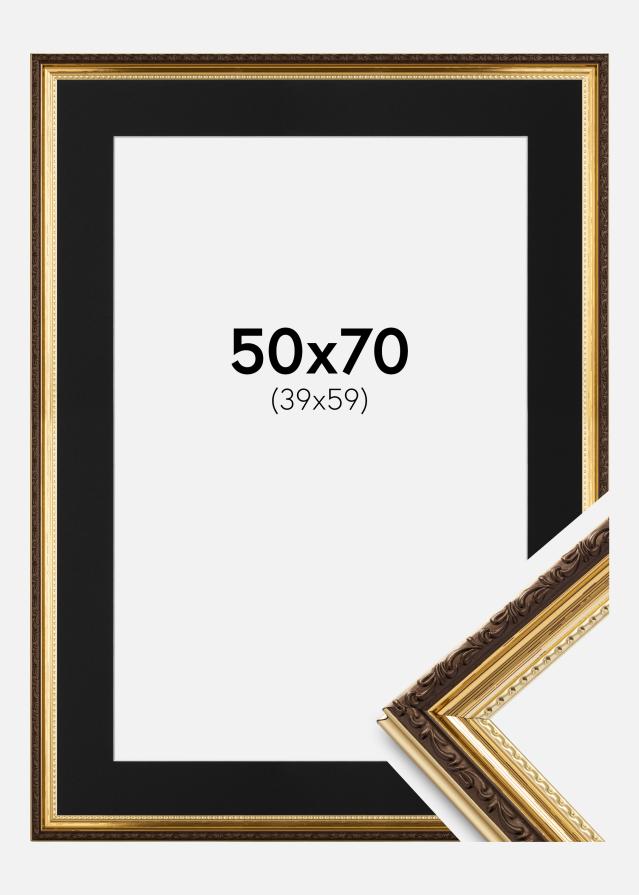 Ramme Abisko Guld 50x70 cm - Passepartout Sort 40x60 cm