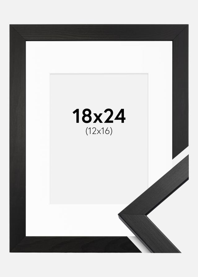 Ramme Stilren Sort 18x24 cm - Passepartout Hvid 13x17 cm