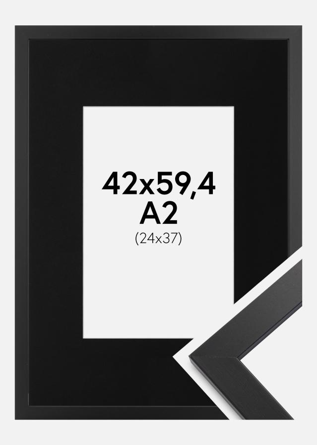 Ramme Black Wood 42x59,4 cm (A2) - Passepartout Sort 25x38 cm