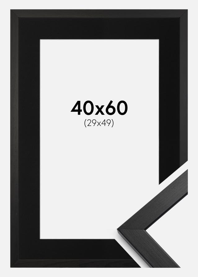 Ramme Stilren Sort 40x60 cm - Passepartout Sort 30x50 cm