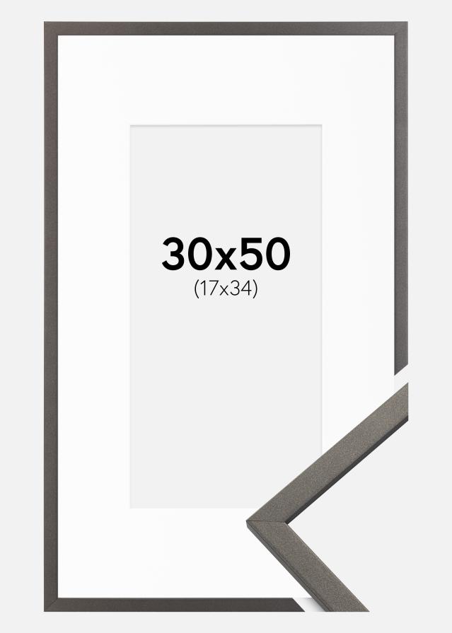 Ramme Edsbyn Grafit 30x50 cm - Passepartout Hvid 18x35 cm