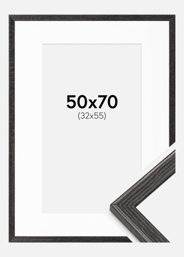 Ramme Fiorito Mørkegrå 50x70 cm - Passepartout Hvid 33x56 cm