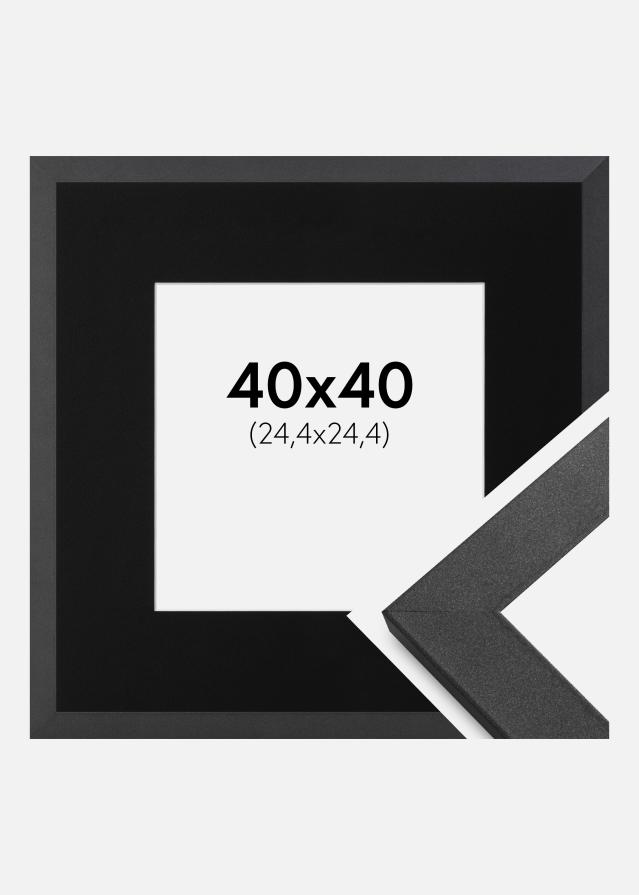 Ramme Graphite Wood 40x40 cm - Passepartout Sort 10x10 inches