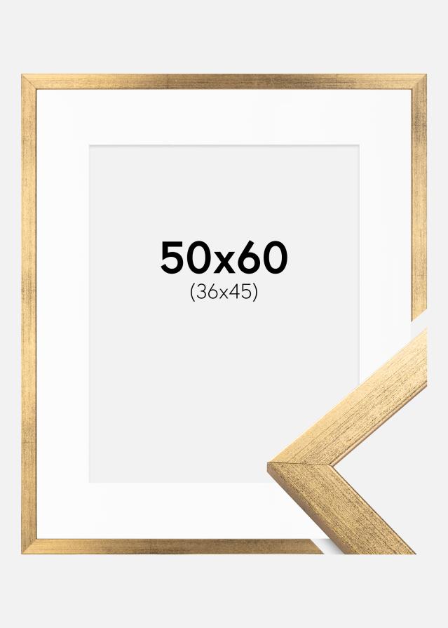 Ramme Stilren Guld 50x60 cm - Passepartout Hvid 37x46 cm