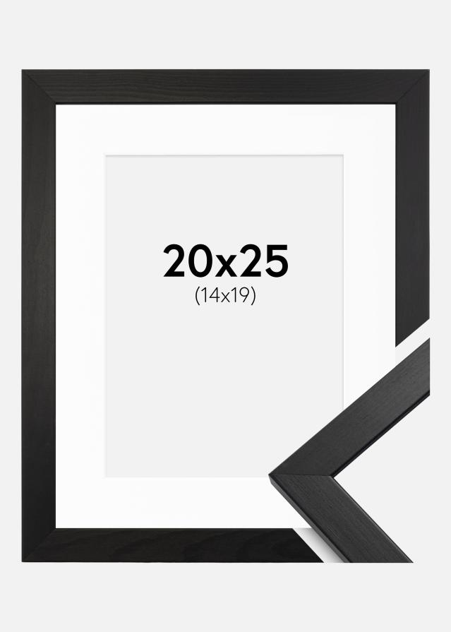 Ramme Stilren Sort 20x25 cm - Passepartout Hvid 15x20 cm