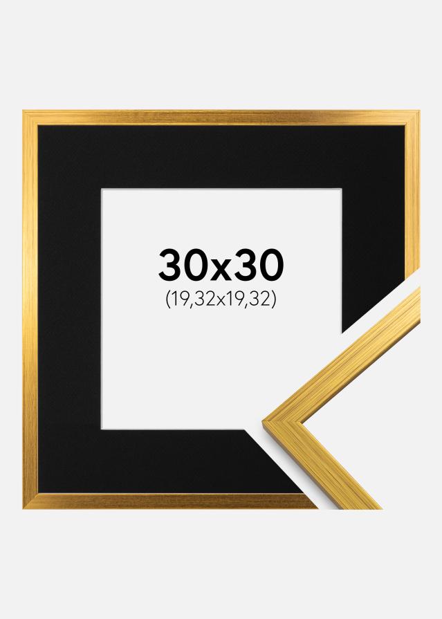 Ramme Edsbyn Guld 30x30 cm - Passepartout Sort 8x8 inches