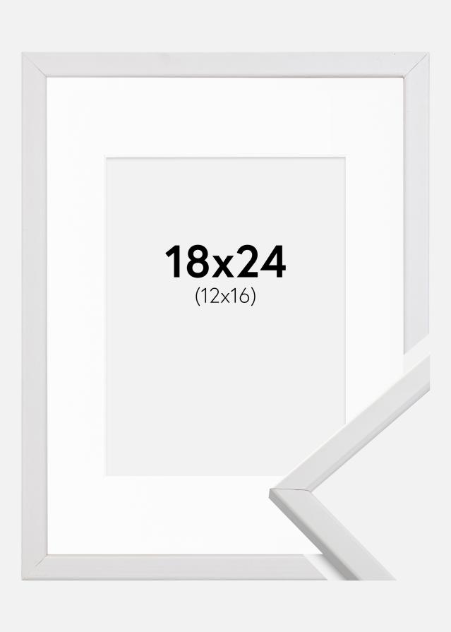Ramme Galant Hvid 18x24 cm - Passepartout Hvid 13x17 cm
