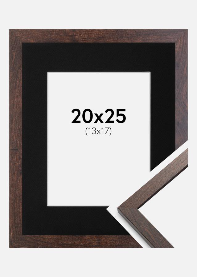 Ramme Trendy Valnød 20x25 cm - Passepartout Sort 14x18 cm
