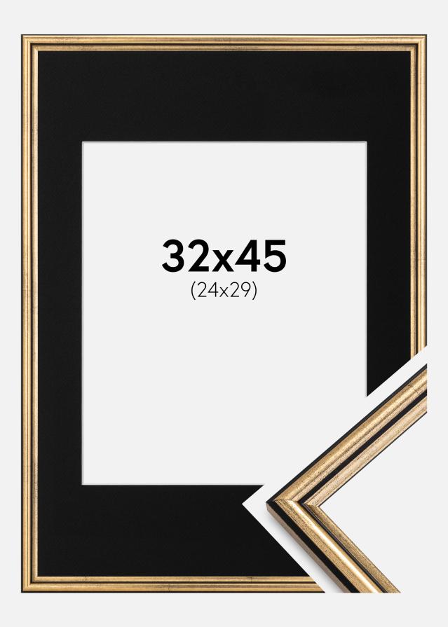 Ramme Horndal Guld 32x45 cm - Passepartout Sort 25x30 cm