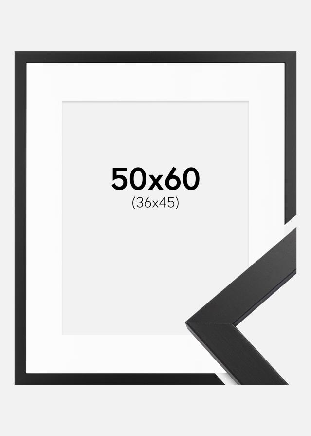 Ramme Black Wood 50x60 cm - Passepartout Hvid 37x46 cm