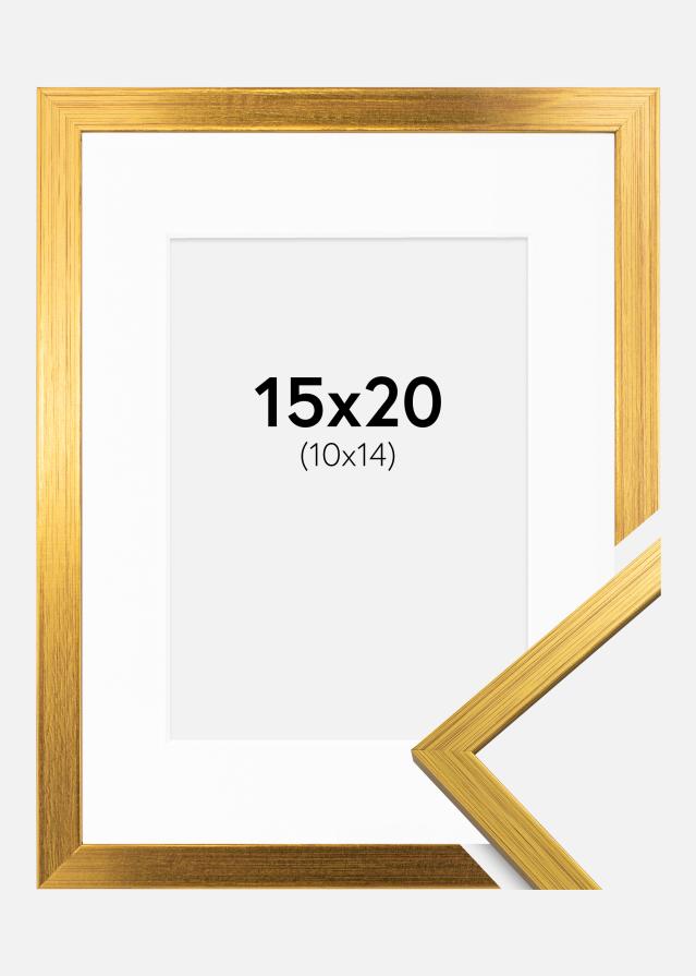 Ramme Edsbyn Guld 15x20 cm - Passepartout Hvid 11x15 cm