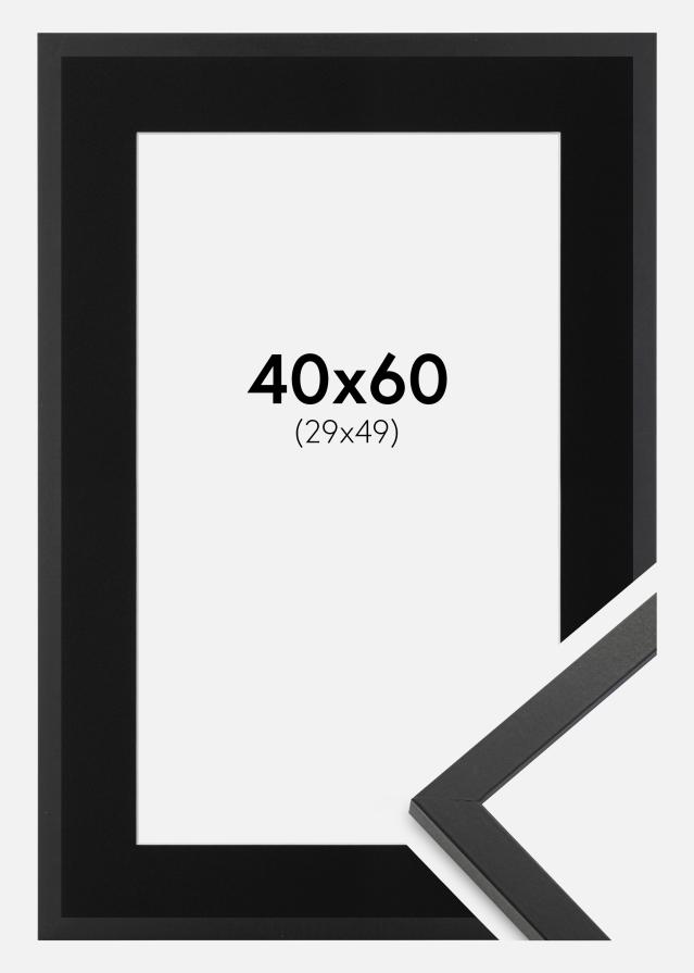 Ramme Trendy Sort 40x60 cm - Passepartout Sort 30x50 cm