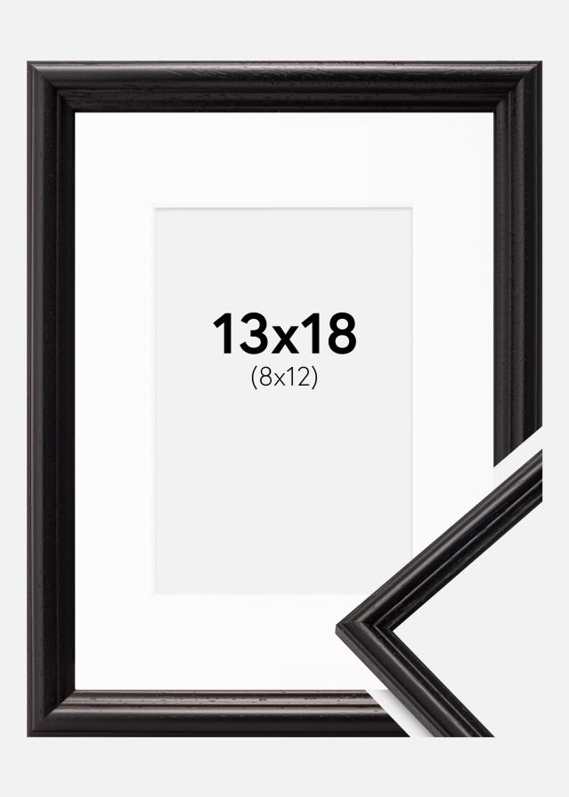 Ramme Horndal Sort 13x18 cm - Passepartout Hvid 9x13 cm