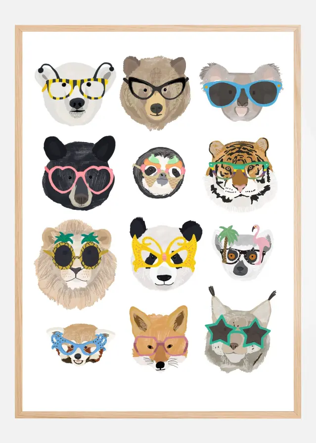 Big Cats in glasses print Plakat