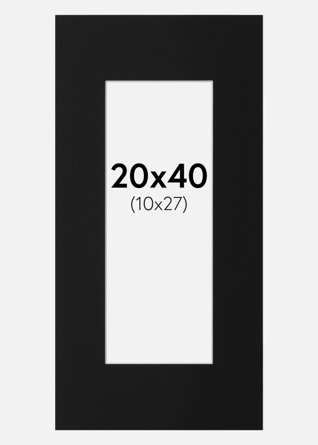Passepartout Sort Standard (Hvid kerne) 20x40 cm (10x27)