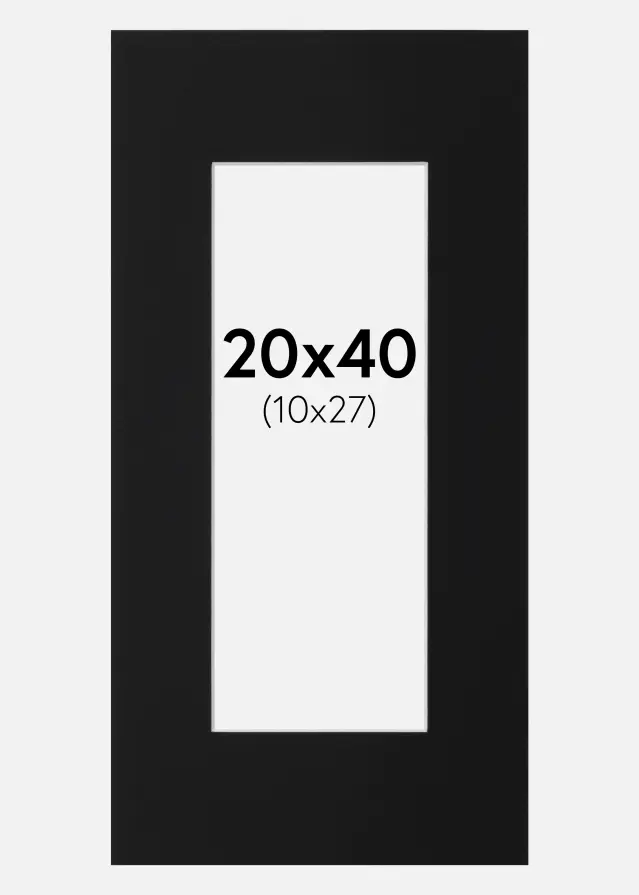 Passepartout Sort Standard (Hvid kerne) 20x40 cm (10x27)