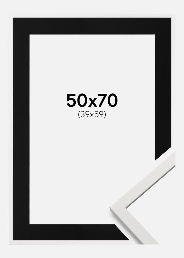 Ramme Edsbyn Hvid 50x70 cm - Passepartout Sort 40x60 cm