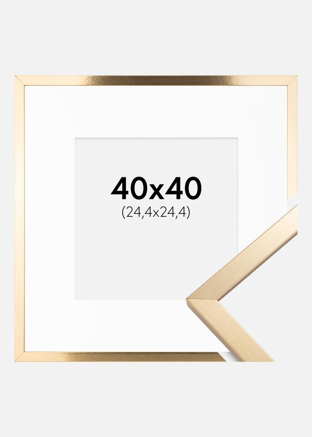 Ramme Trendy Guld 40x40 cm - Passepartout Hvid 10x10 inches
