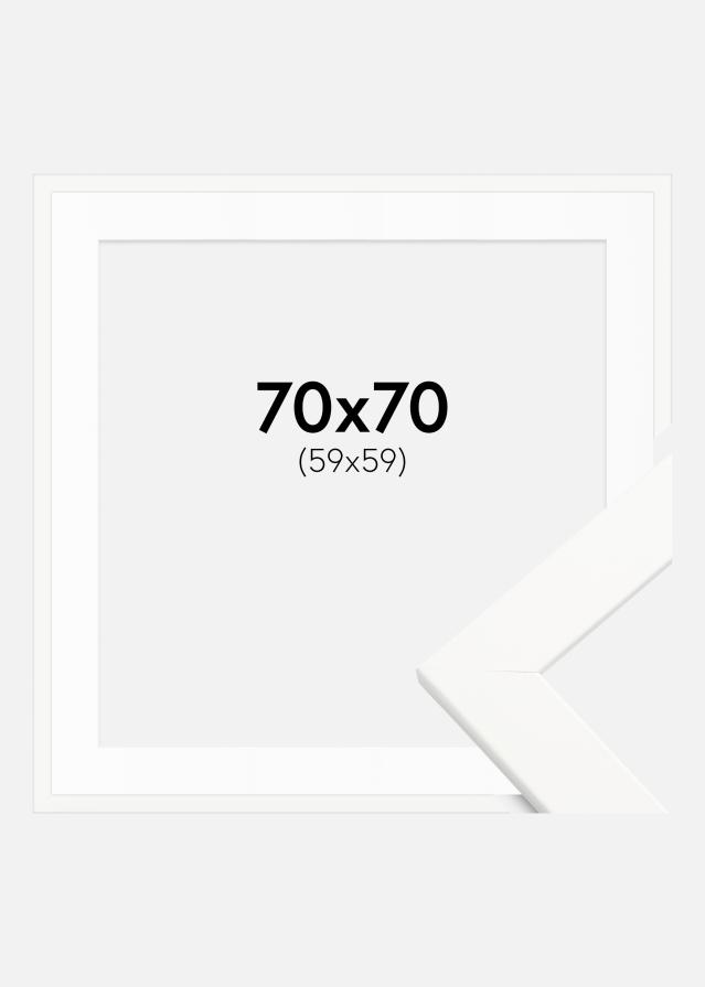 Ramme Trendline Hvid 70x70 cm - Passepartout Hvid 60x60 cm