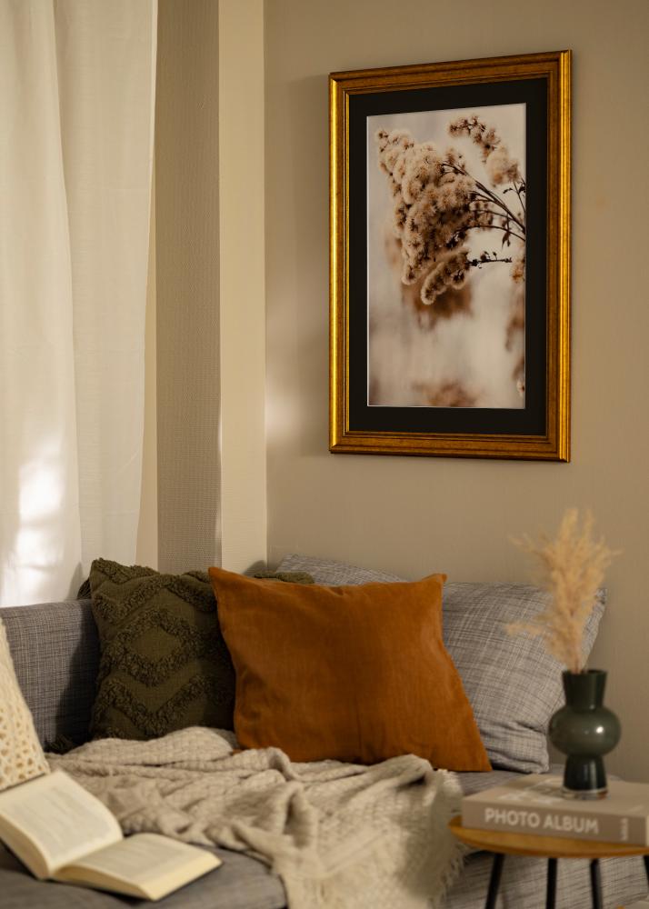 Ramme Rokoko Guld 40x40 cm - Passepartout Sort 30x30 cm