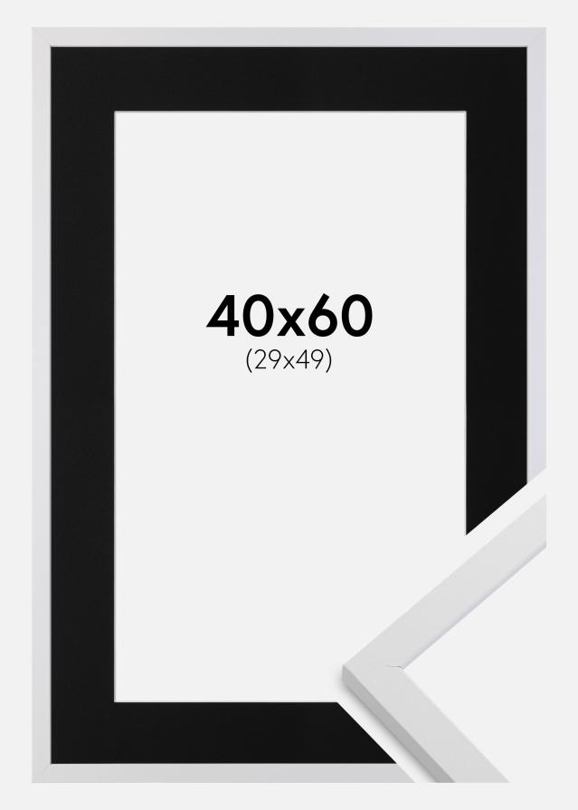 Ramme Trendy Hvid 40x60 cm - Passepartout Sort 30x50 cm