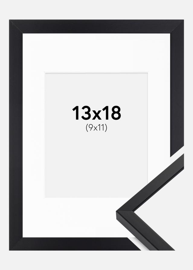 Ramme E-Line Sort 13x18 cm - Passepartout Hvid 10x12 cm
