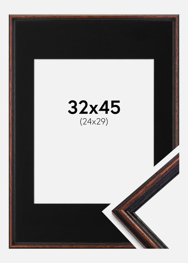 Ramme Horndal Valnød 32x45 cm - Passepartout Sort 25x30 cm