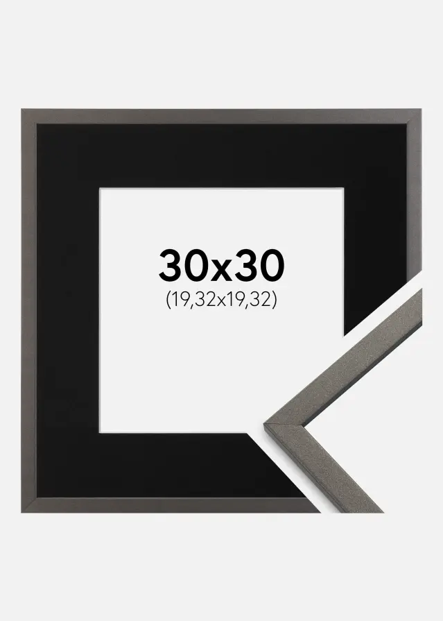 Ramme Edsbyn Grafit 30x30 cm - Passepartout Sort 8x8 inches