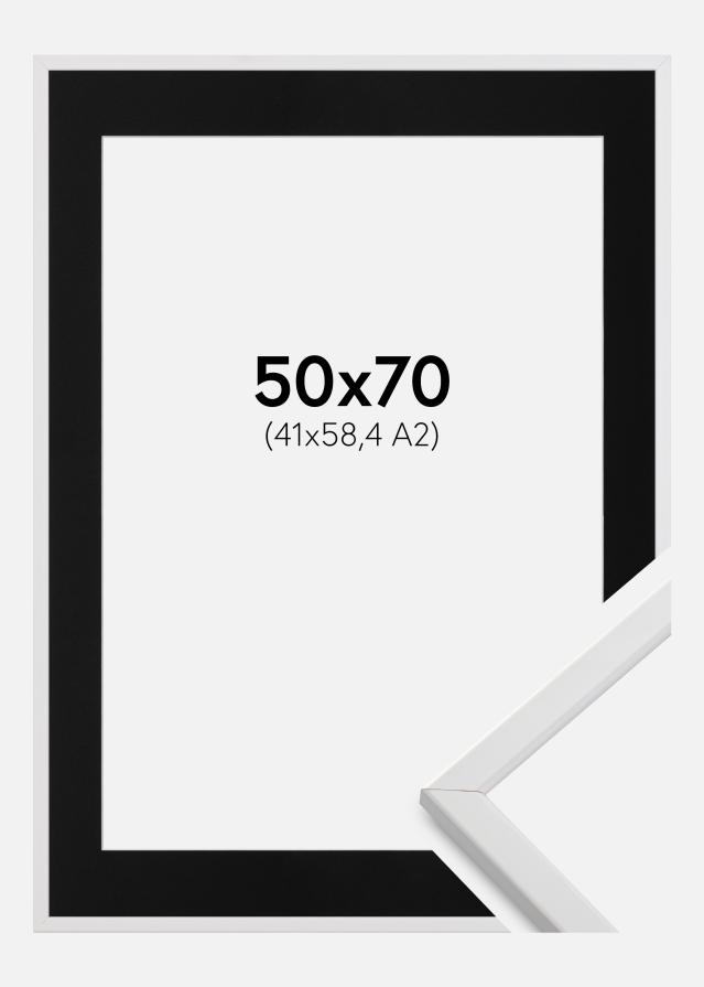 Ramme Galant Hvid 50x70 cm - Passepartout Sort 42x59,4 cm (A2)