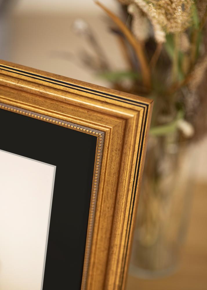Ramme Rokoko Guld 40x40 cm - Passepartout Sort 30x30 cm