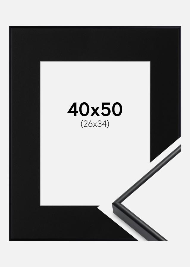 Ramme Visby Hvid 40x50 cm - Passepartout Sort 27x35 cm