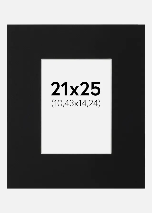 Passepartout Sort Standard (Hvid kerne) 21x25 cm (10,43x14,24)