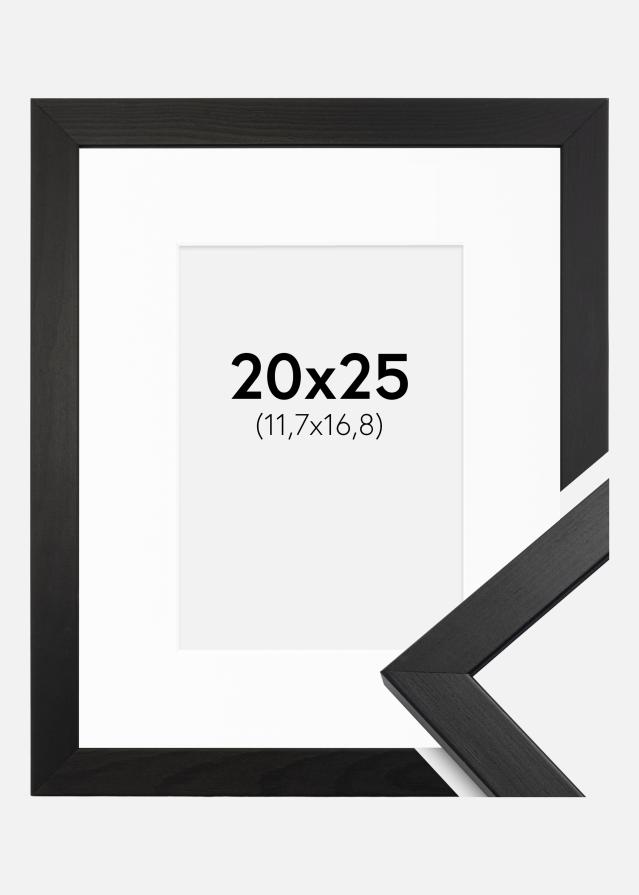 Ramme Stilren Sort 20x25 cm - Passepartout Hvid 5x7 inches
