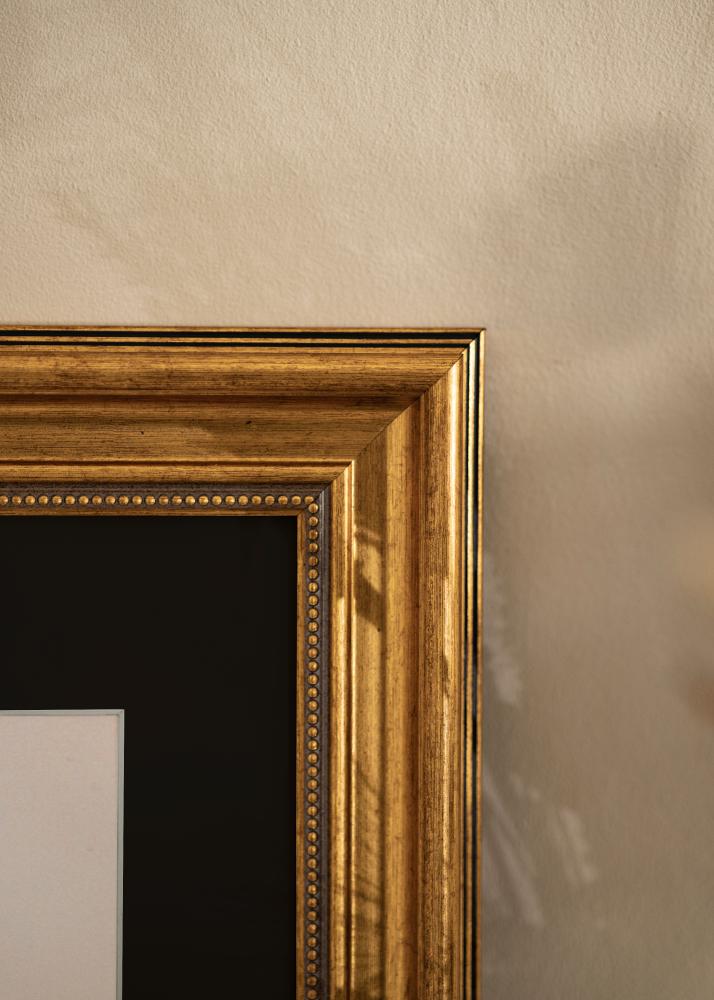 Ramme Rokoko Guld 40x40 cm - Passepartout Sort 30x30 cm
