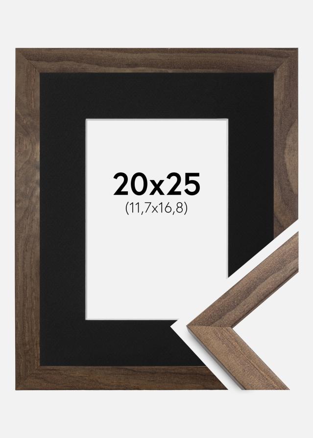 Ramme Stilren Valnød 20x25 cm - Passepartout Sort 5x7 inches (12,7x17,8 cm)