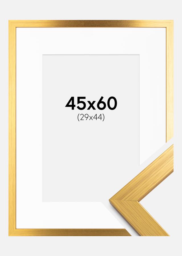 Ramme Gold Wood 45x60 cm - Passepartout Hvid 30x45 cm