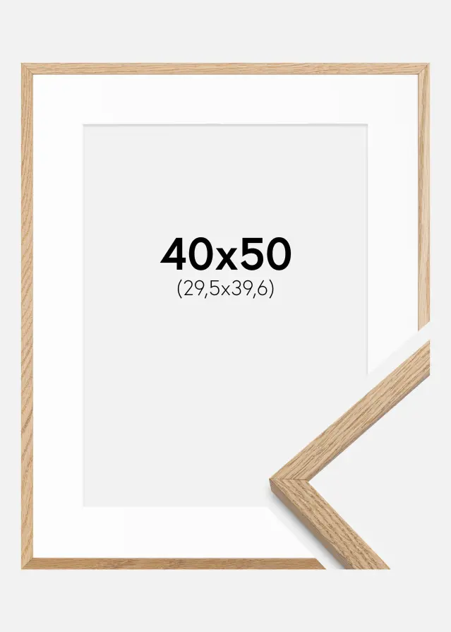 Ramme Oslo Eg 40x50 cm - Passepartout Hvid 12x16 inches