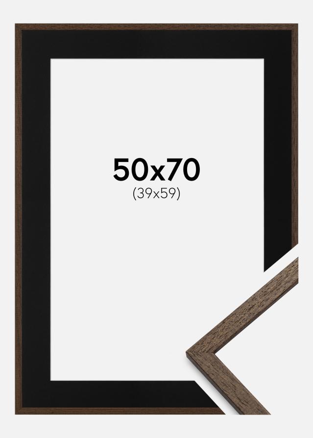 Ramme Edsbyn Valnød 50x70 cm - Passepartout Sort 40x60 cm