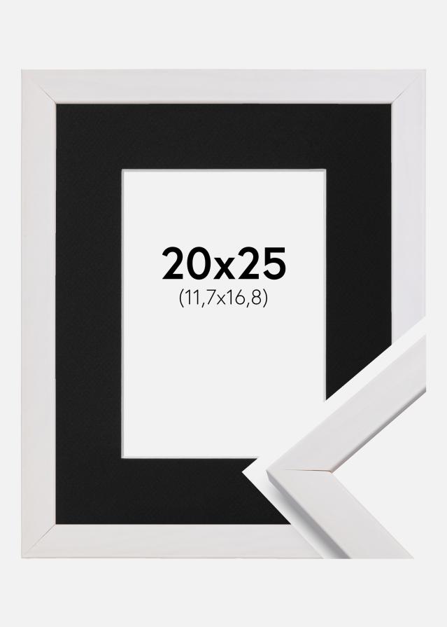 Ramme Stilren Hvid 20x25 cm - Passepartout Sort 5x7 inches
