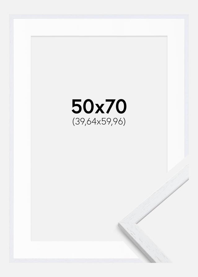 Ramme Edsbyn Warm White 50x70 cm - Passepartout Hvid 16x24 inches