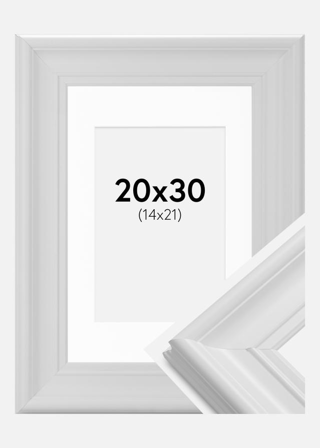 Ramme Mora Premium Hvid 20x30 cm - Passepartout Hvid 15x22 cm