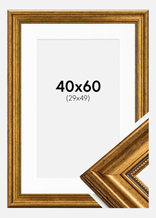 Ramme Rokoko Guld 40x60 cm - Passepartout Hvid 30x50 cm